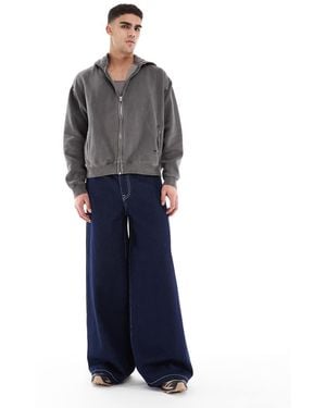 ASOS Jeans A Fondo Super Ampio Blu Indaco Con Cuciture A Contrasto