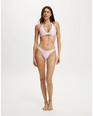 Cotton On Dip Front High Side Brazilian Bikini Bottom - Natural