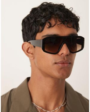ASOS – breite pilotensonnenbrille - Schwarz
