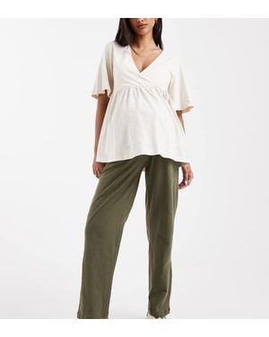 Mama.licious Mamalicious Maternity Under The Bump Lightweight Summer Wide Leg Trousers - White