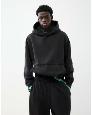 Pull&Bear Boxy Hoodie - Black