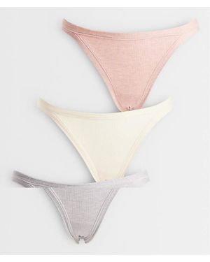 ASOS Confezione Da 3 Brasiliane Stile Tanga Anni '90 A Coste Bianco, Grigio E Avena Mélange