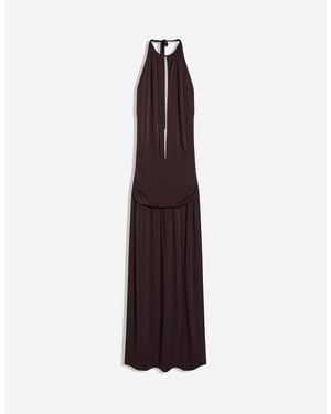 Bershka Halter Midi Dress - Brown
