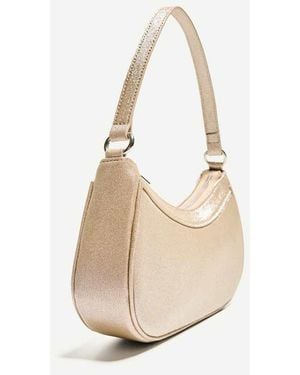 Bershka Shiny-effect Mini Bag - Natural