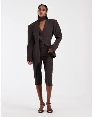 ASOS High Waist Tailored Capri Co-ord - Brown