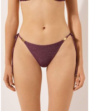 Calzedonia Tie Brazilian Bikini Bottoms Golden Glow - Metallic