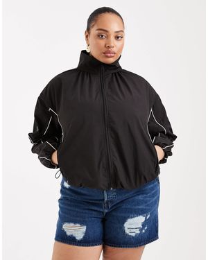 ASOS Oversized Bubble Hem Track Jacket With Piping - Black