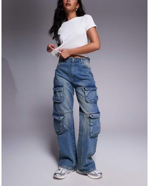Good For Nothing Wide Leg Cargo Pocket Jeans - Blue
