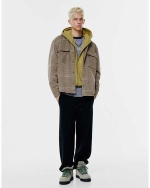 Pull&Bear Check Overshirt - Brown