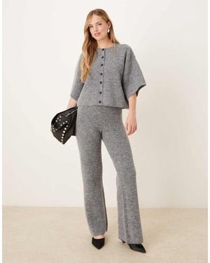 Pretty Lavish Knit Wide Leg Trousers - Natural