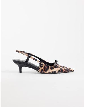 ASOS Skippy Bow Detail Slingback Kitten Heel Shoes - White