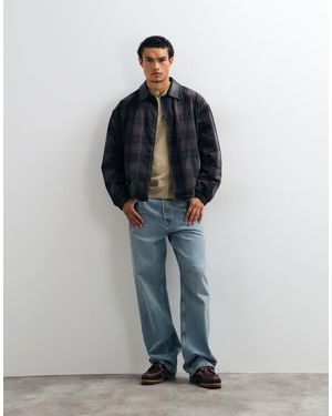 ASOS Karierte jacke mit kontrastkragen und steppfutter - Blau