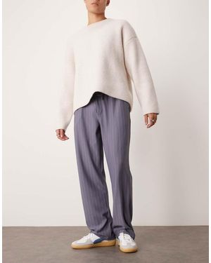 ASOS Pantaloni Ampi Blu Con Motivo Gessato - Neutro