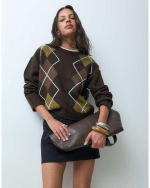 JJXX Knitted Argyle Jumper - Grey