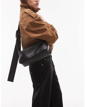 TOPSHOP Charlie Real Leather Crossbody Bag - Brown