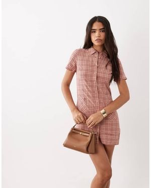 Nobody's Child Vestido Mini Camisero De Manga Corta Con Bolsillo Delantero En - Rosa