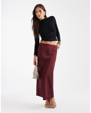 New Look Polka Dot Satin Bias Midi Skirt - Red