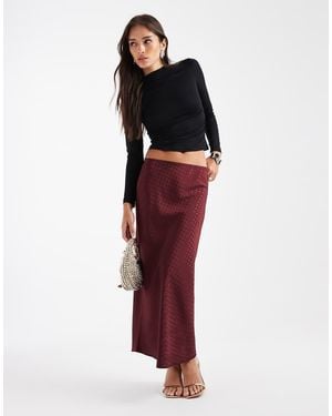 New Look Spot Satin Bias Midi Skirt - Red