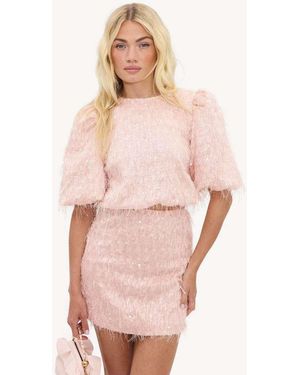 Loavies Night Bloom Skirt With Sequins And Fringe - Pink