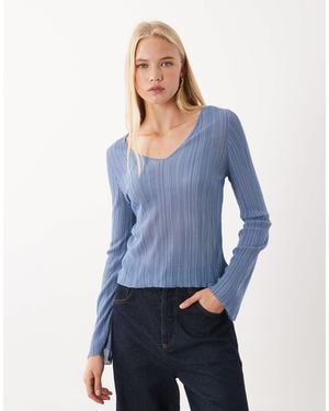 Mango Teen oberteil aus leichtem strick mit v-ausschnitt - Blau