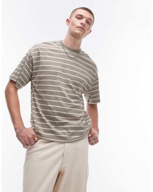 SELECTED T-Shirt Oversize Color Cuoio A Righe - Grigio