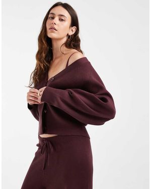 ONLY Conjunto De Cárdigan Con Cuello De Pico En Burdeos Oscuro-Rojo