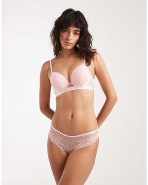 New Look Bow Lace T-Shirt Bra - Pink