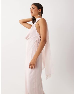 ASOS Satin Cowl Neck Scarf Maxi Dress - White