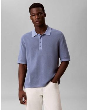 Calvin Klein Waffle Polo Shirt - Blue