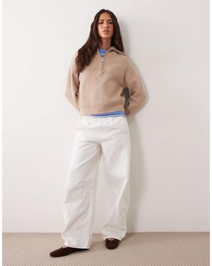 Mango Quarter Zip Sweater - White