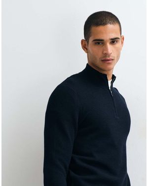 Mango Katoenrijke Gebreide Trui Met Kwartrits - Blauw