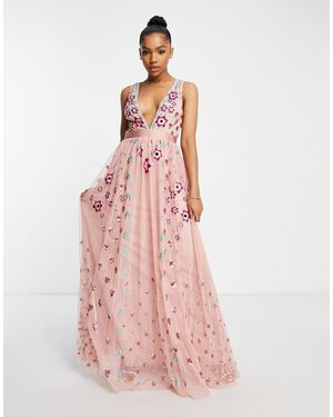 Maya Heart Scatter Embellished Maxi Dress - Pink