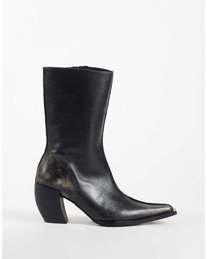 ASOS Renzo Premium Leren Extreme Western Laarzen - Zwart