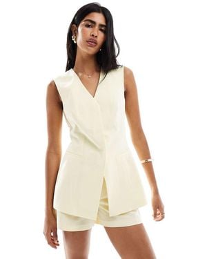 ASOS Linen Blend Tailored Longline Waistcoat - Natural