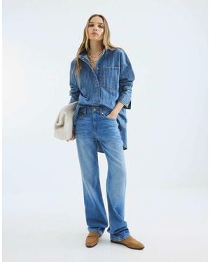 River Island High Rise Stretch Straight Leg Jeans - Blue