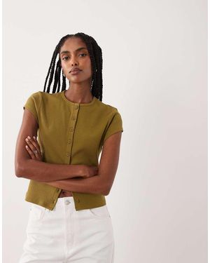 Miss Selfridge Button Through Top - Brown