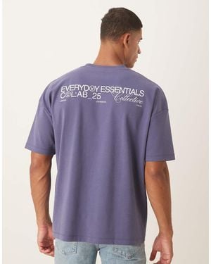 ASOS Super Heavyweight Premium Oversized T-shirt With Dropped Shoulder And Text Graphic - Purple