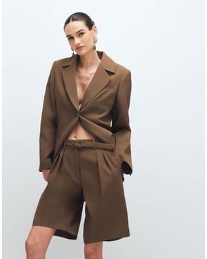 ASOS Tailored Mid Rise Belted Shorts - Brown