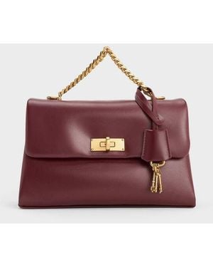 Charles & Keith Kerry Chain-Handle Crossbody Bag - Purple