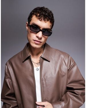 ASOS 90's Slim Wrap Racer Sunglasses - Brown