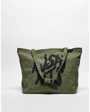 AllSaints Orlando Logo Tote Bag - Green