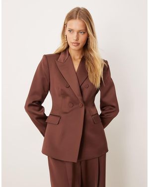 Mango Gilda Satin Tailored Blazer - Brown