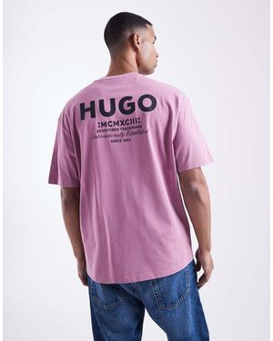 HUGO Camiseta Extragrande Con Logo Estampado En La Espalda Y En La Parte Central Del Pecho Nalono De - Morado