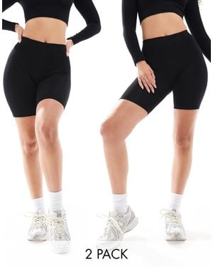 ASOS Hourglass 2 Pack Basic legging Shorts - Black