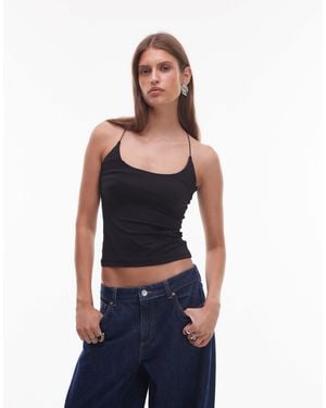 ASOS Wide Scoop Neck Polyamide Vest - Blue