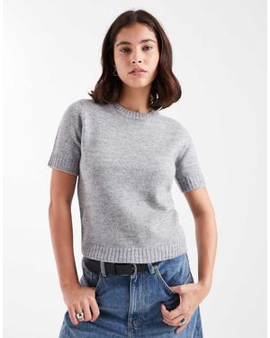 Threadbare Gebreid T-Shirt Met Korte Mouwen - Grijs