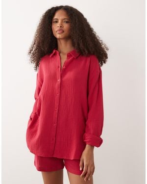 Jdy Loose Fit Cheesecloth Shirt - Red