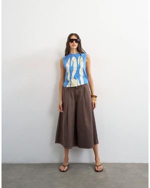 TOPSHOP Denim-culotte mit falten - Braun