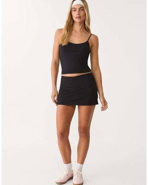 Stradivarius Mini-jupe culotte à carreaux - Noir