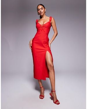 Vesper – midaxikleid aus bengaline - Rot